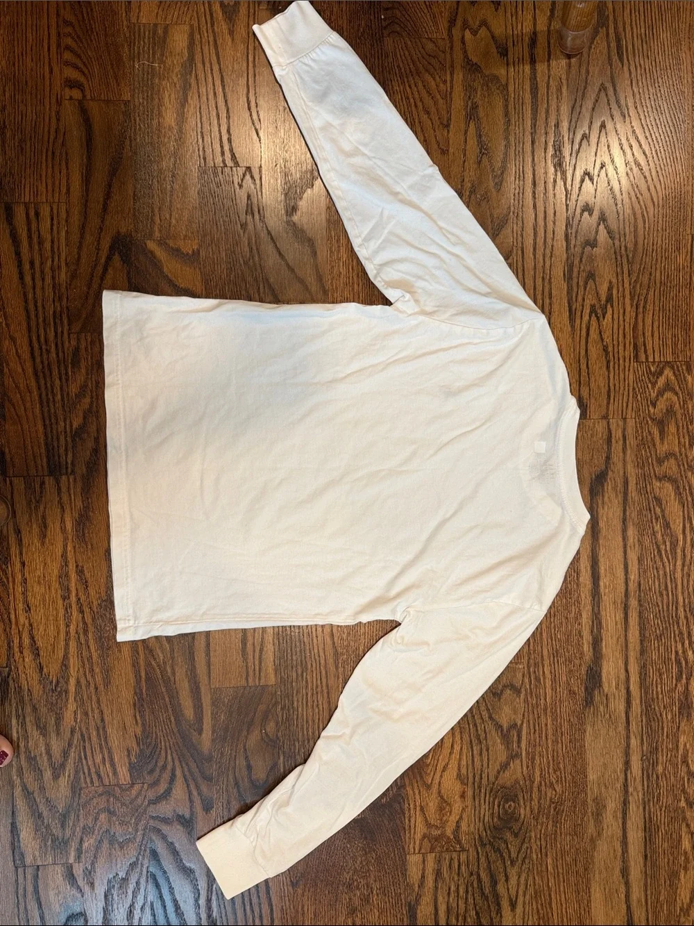 Boys size 14-16 Ralph Lauren Long-Sleeve Crewneck Shirt - White with Navy Logo